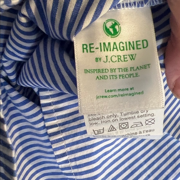 J. Crew Blue and White Striped Ruffle Neck Top - Picture 5 of 5